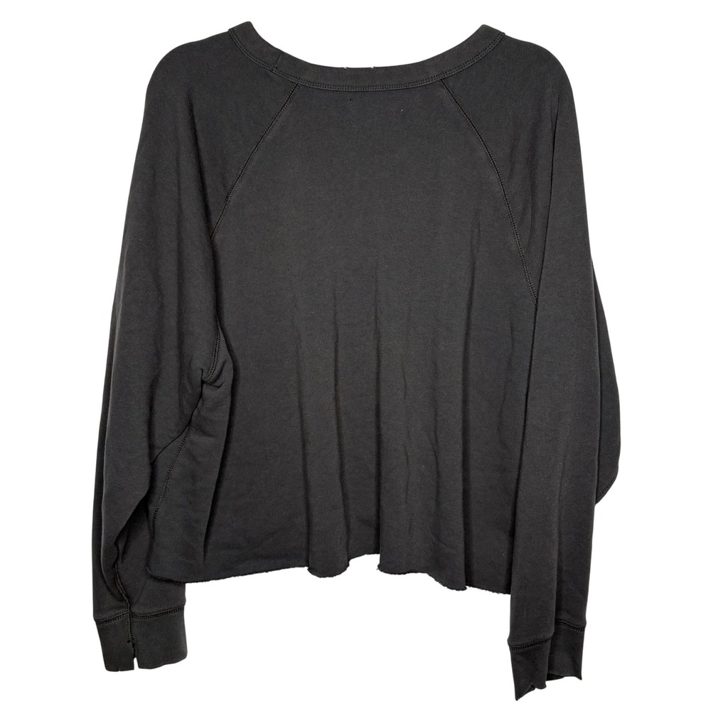 Aerie Distressed Sweatshirt XL Charcoal Gray Cropped Grunge Streetwear Soft Cozy